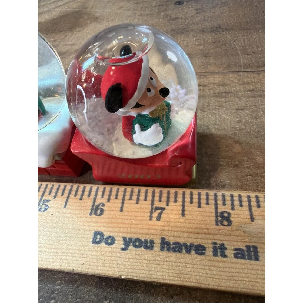 Lot of 4 Vintage Disney JCPenney Mickey Mouse Christmas Miniature Snow Globes